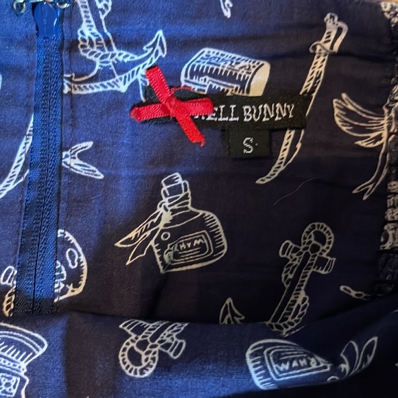 Navy cotton swing dress by Hell Bunny size S like new with pockets! - Picture 3 of 3